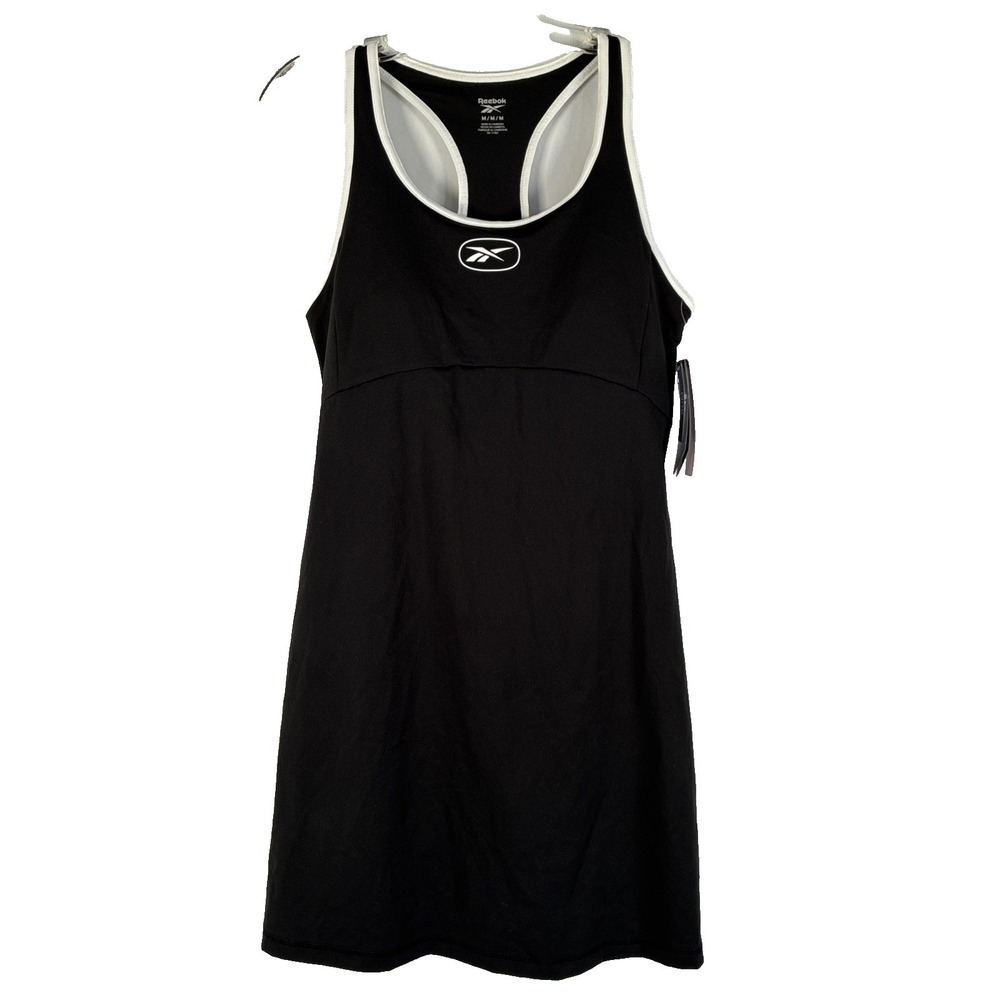 Reebok Retro Active Tennis Dress Black Attached Sport Bra with Pads Size M NWT‎